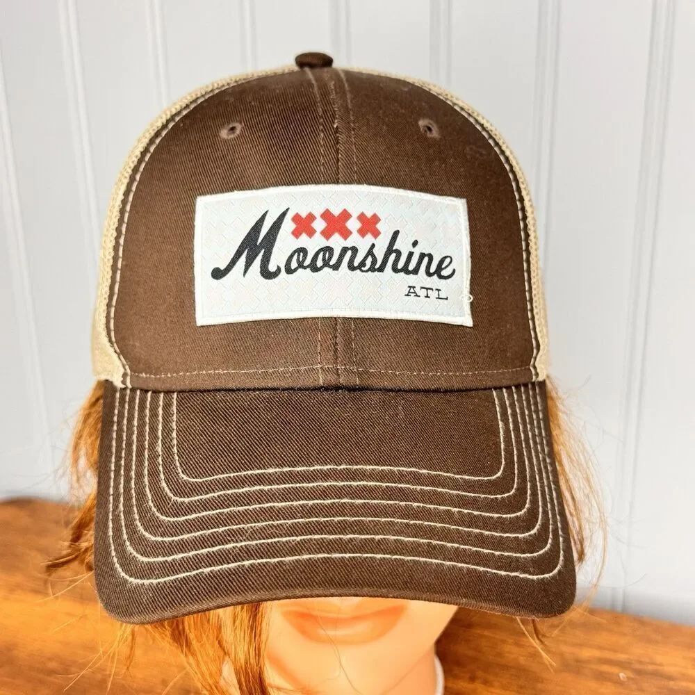 Moonshine ATL Men's Brown Ball Cap Adjustable Snapback Mesh Back OTTO OS